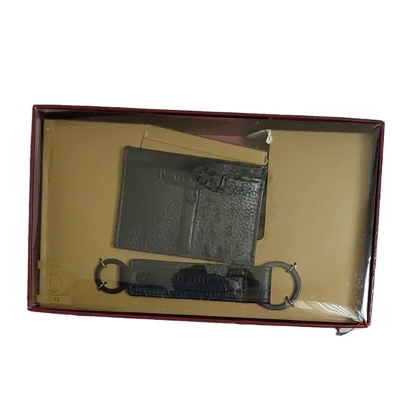 TED BAKER LONDON 2 PIECES MEN'S MONEY CLIP &BLACK CARD HOLDER